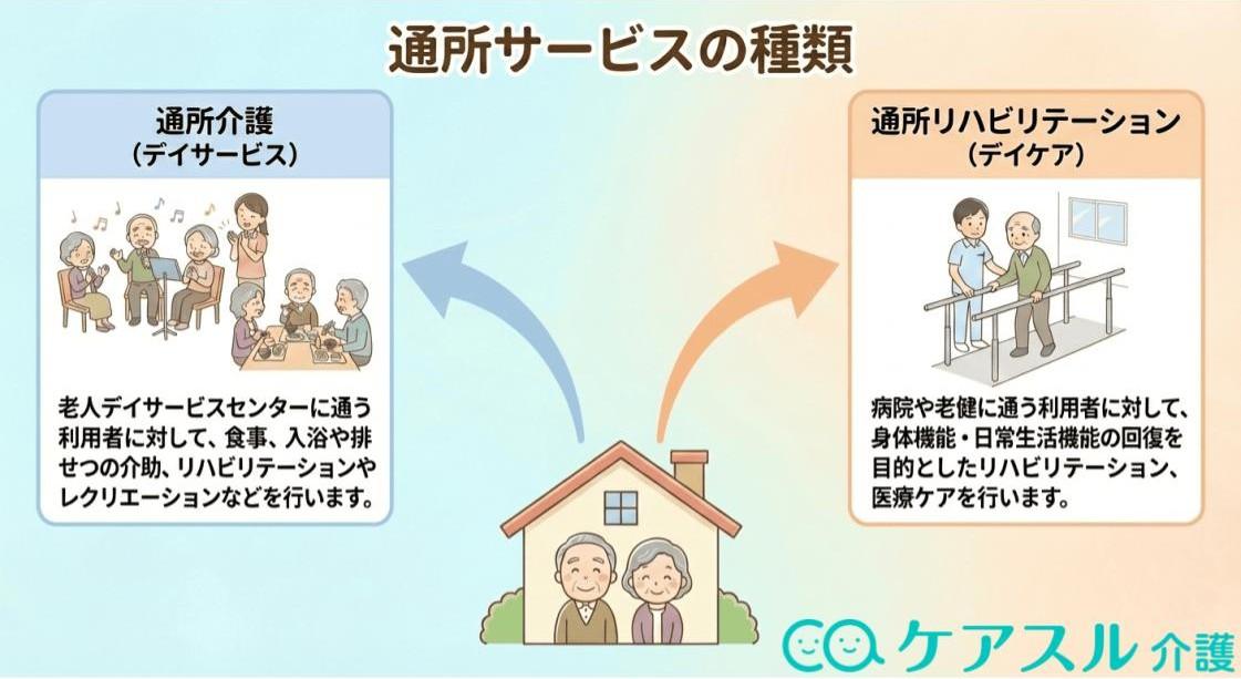 通所サービスの内容を解説した画像