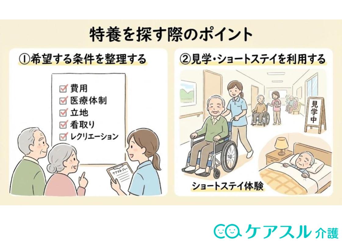 特養を探す際のポイント(希望する条件の整理、見学・ショートステイの利用)