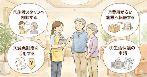 老人ホームの費用が払えない場合の4つの対処法